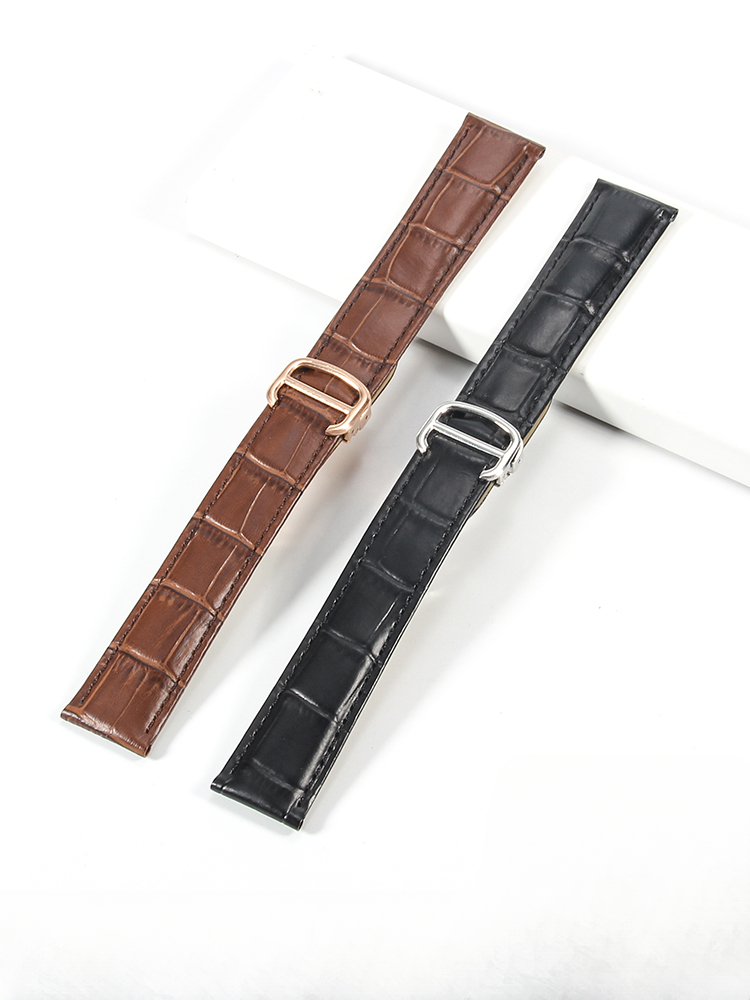 Cartier Watch Tank - สายนาฬิกาสำหรับคาร์เทียร์แทงค์เดี่ยวลอนดอนสายนาฬิกาสีน้ำตาลดำสำหรับผู้ชายรองเท้าหนังแท้สตรี17 18 20 22 23 25มม.