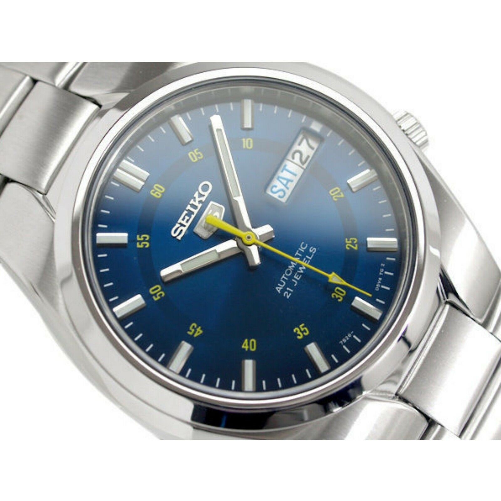 Seiko Watch Prospex - SEIKO SNK615K1 นาฬิกาอัตโนมัติสำหรับผู้ชายและผู้หญิง หน้าปัดสีน้ำเงิน ขนาด 37