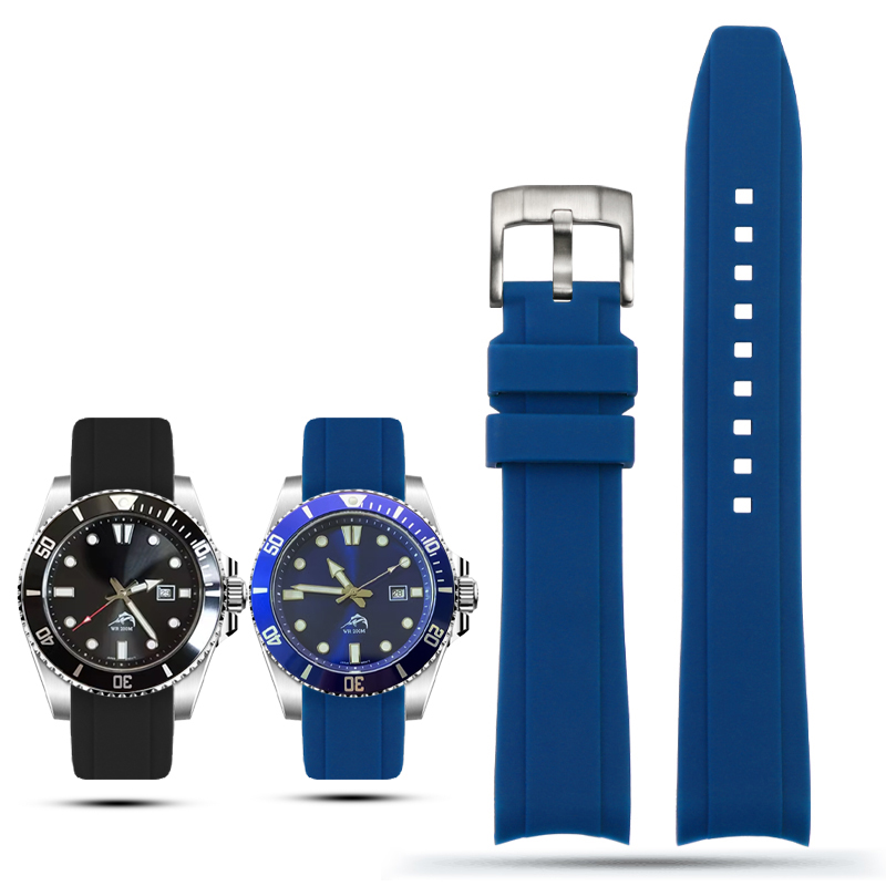 Rubber Strap Diver - 20 มม.22 มม.ปลายโค้งยางสำหรับคาสิโอ ซอร์ดฟิช ดูโร่ MDV106-1A