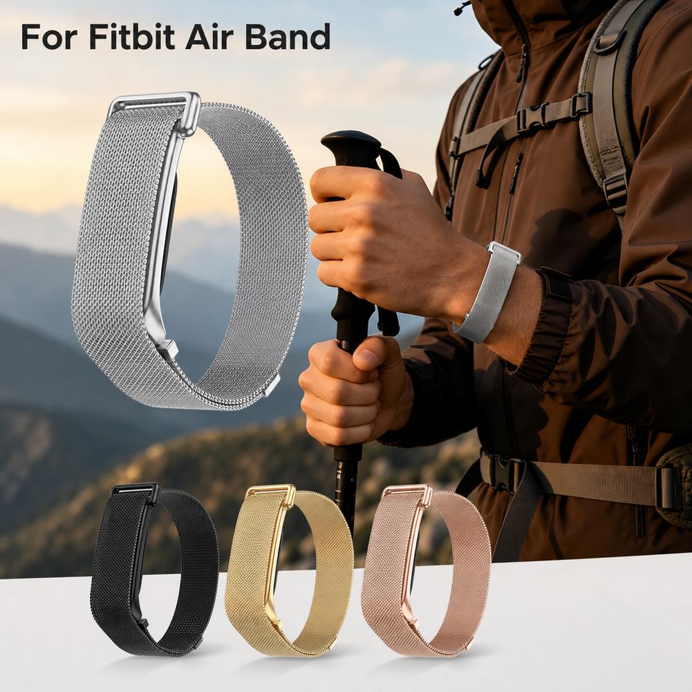 Milanese Loop Magnetic - สายนาฬิกาแม่เหล็กแบบมิลานีสสำหรับ Google Fitbit Air สายรัดข้อมือแบบเปลี่ยนได้ สายรัดข้อมือแบบระบายอากาศสำหรับ