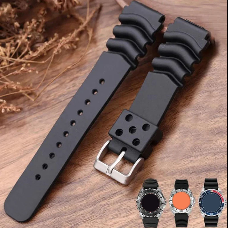Rubber Strap Diver - ดําน้ําเรซิ่นนาฬิกาสําหรับ Seiko ซิลิโคนกันน้ําสายรัดข้อมือยางนุ่ม 18/20/22 มม.สร้อยข้อมือกีฬาอุปกรณ์เสริม