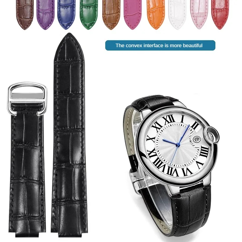 Cartier Watch Ballon Bleu - แทนชุดลูกโป่งสีฟ้าสายนาฬิกาหนังจระเข้อินเตอร์เฟซนูนสำหรับผู้ชายและผู้หญิง14/16/18/20/22มม