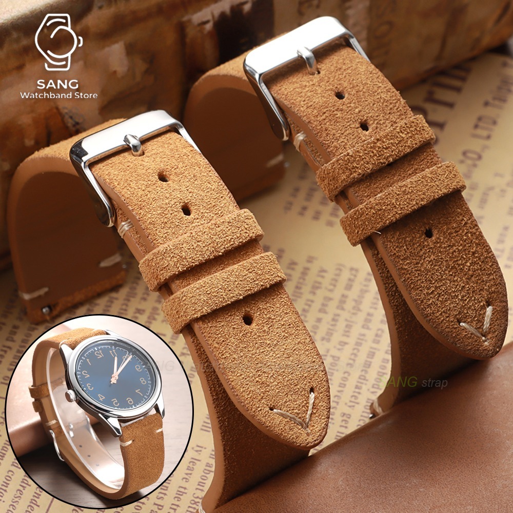 Suede Strap Watch - สายนาฬิกาหนังกลับแบบปลดเร็วขนาด 14/16/18/19/20/21/22 มม. สายหนังลูกวัวสำหรับนาฬิกา Huawei และ