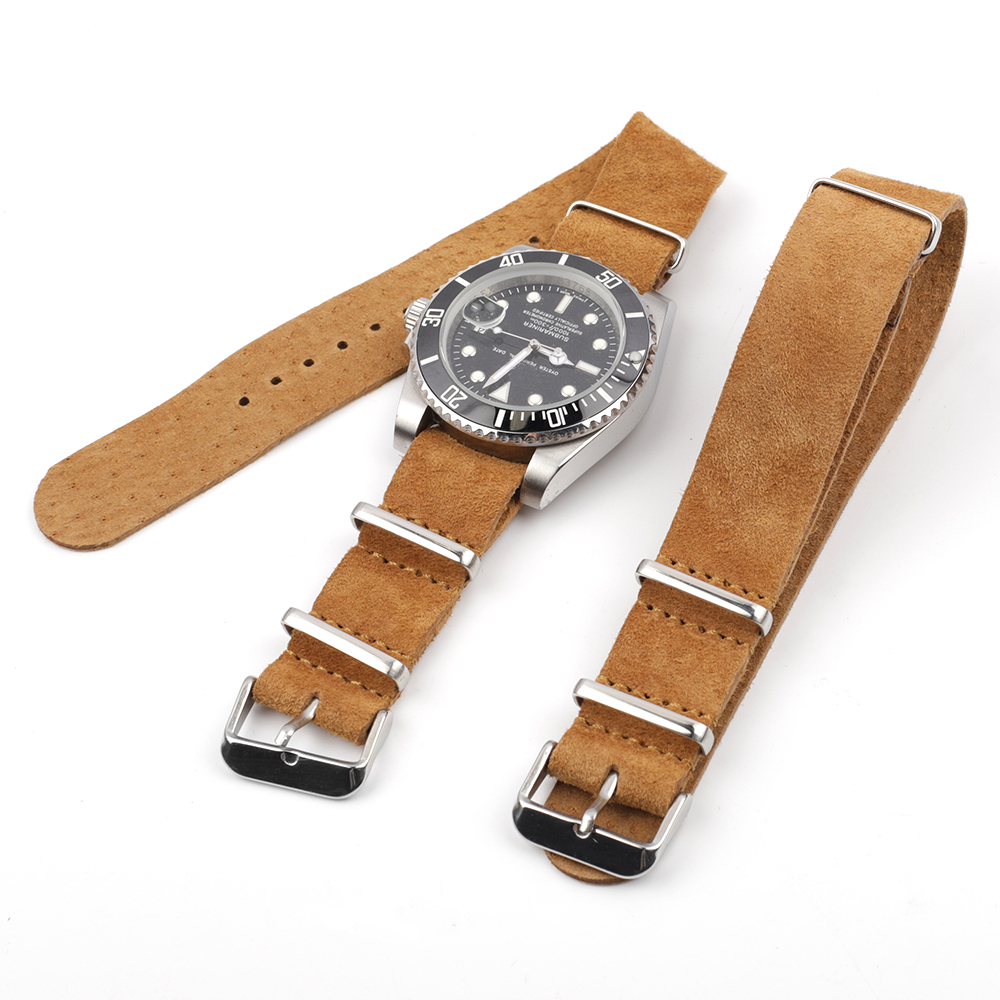 Nato Strap Nylon - สายนาฬิกาหนังกลับแท้สไตล์เรโทรนุ่ม ขนาด 18 มม. 20 มม.