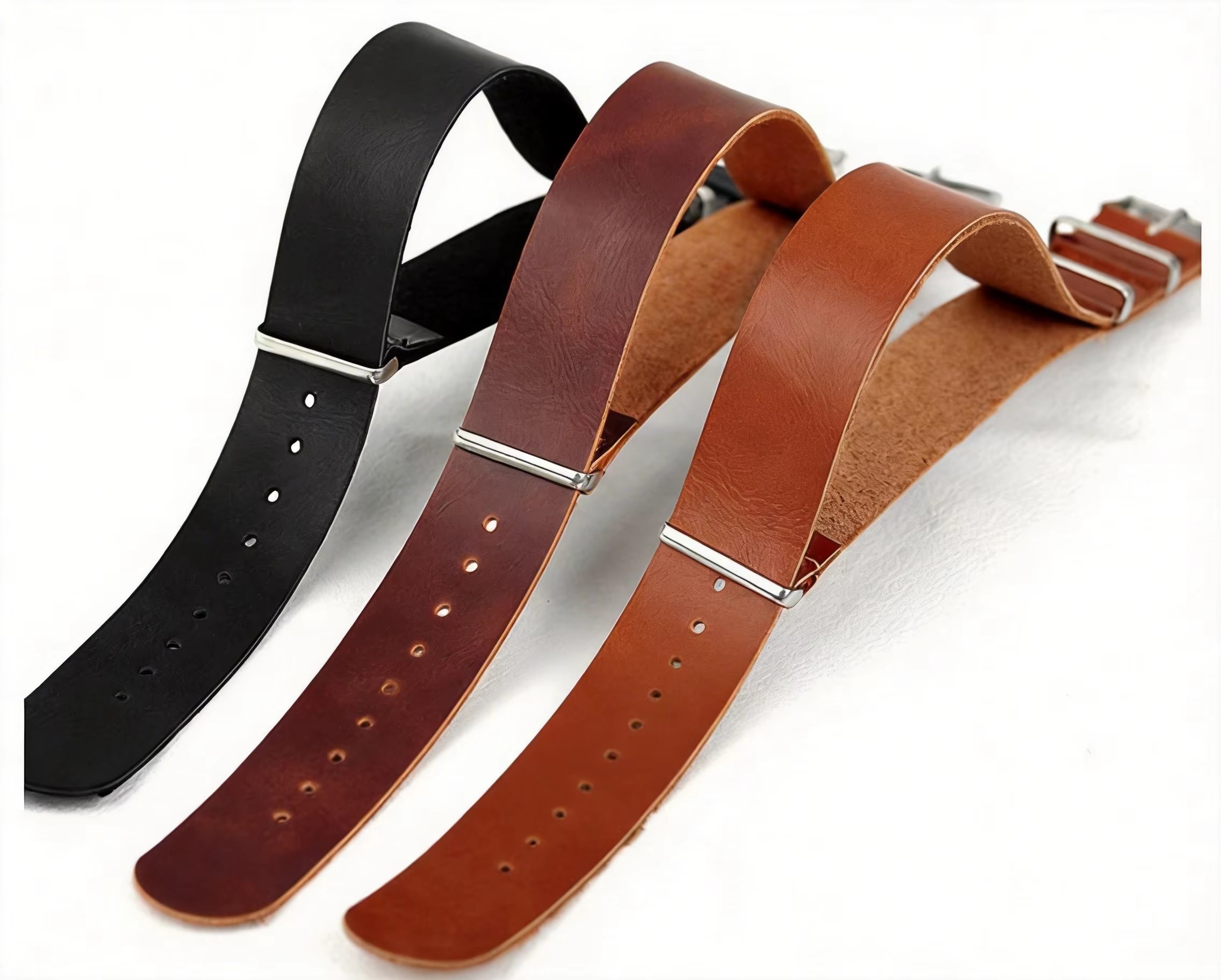 Tropic Strap Vintage - สายนาฬิกาหนังวินเทจ สายแบบชิ้นเดียว สีดำน้ำตาล สไตล์ทหาร ใช้ได้กับนาฬิกาข้อมือทุกรุ่น ขนาด
