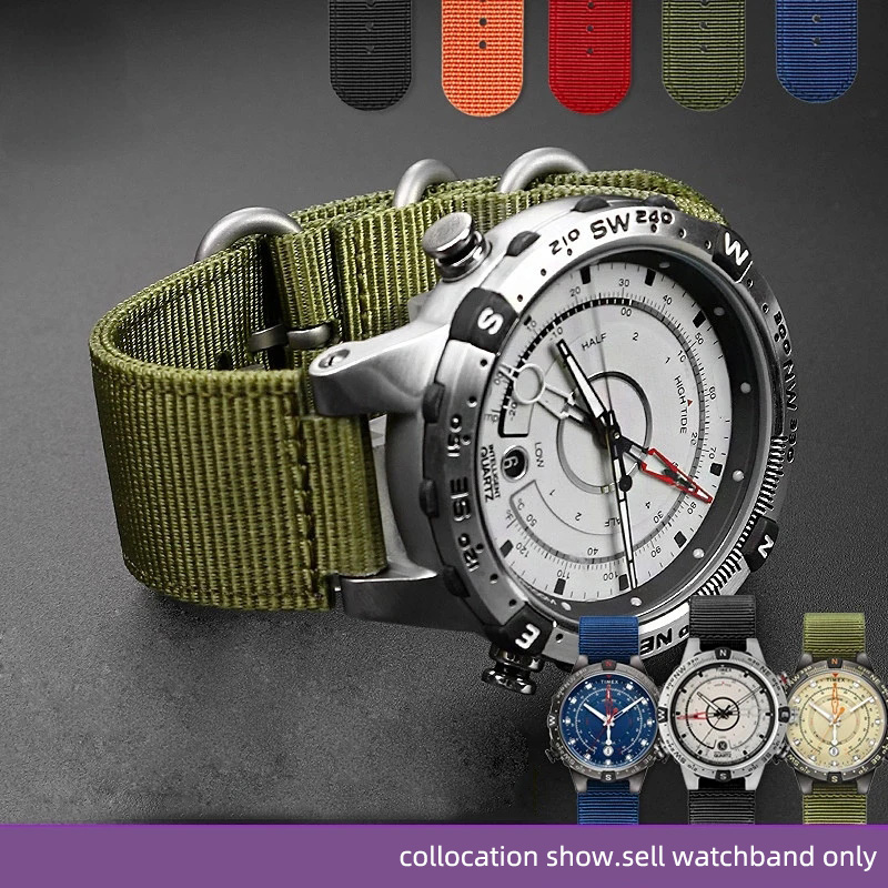 Citizen Watch Promaster - 24*16มม.นูนแหวนโลหะไนลอนสำหรับ TIMEX Tidal T2N721 T2N720 TW2T76500