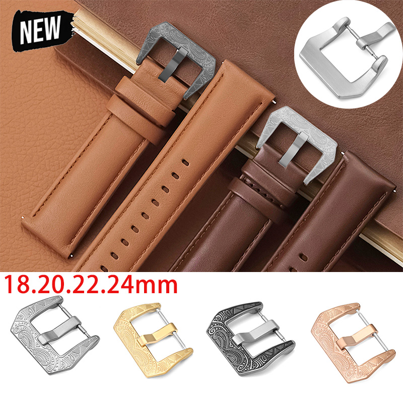 Leather Watch Band Men - 18/20/22/24 มม. หัวเข็มขัดสายนาฬิกาโลหะสไตล์วินเทจ ตัวล็อกแบบหมุดสเตนเลสสตีล ใช้ได้กับสายนาฬิกาทั่วไป อะไหล่สำหรับสายหนังผู้ชาย