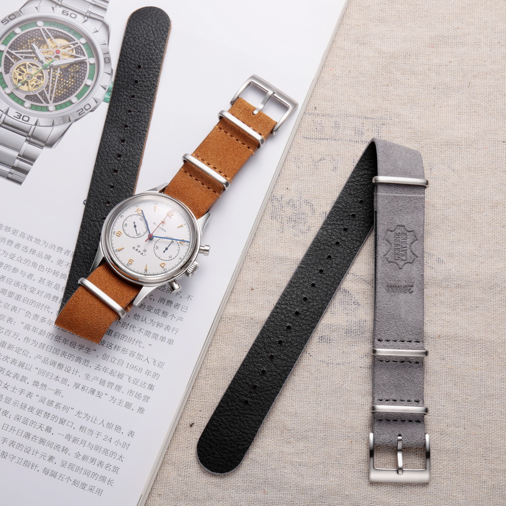 Tropic Strap Vintage - HEMSUT ของแท้นาฬิกาหนัง Band Suede หนึ่งชิ้นสไตล์ทหารสายรัดข้อมือ Vintage