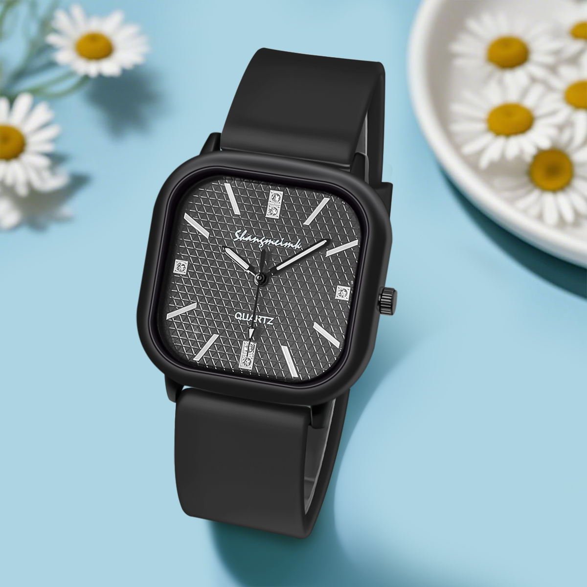 นาฬิกาควอตซ์ทรงสี่เหลี่ยม สำหร - Silicone Band Women บทวิจารณ์และราคา