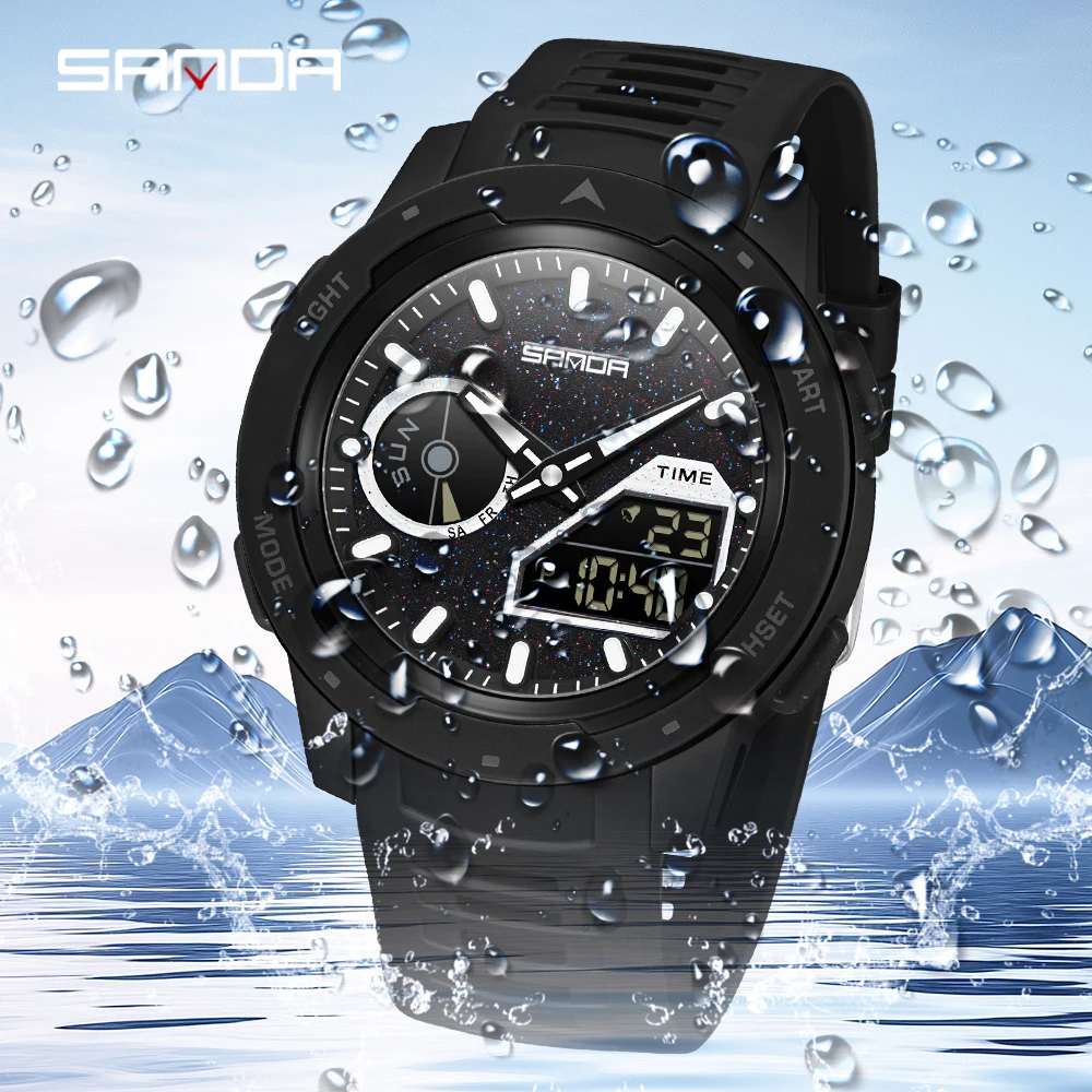SANDA นาฬิกาสปอร์ตกลางแจ้งสำหร - Rubber Strap Diver บทวิจารณ์และราคา