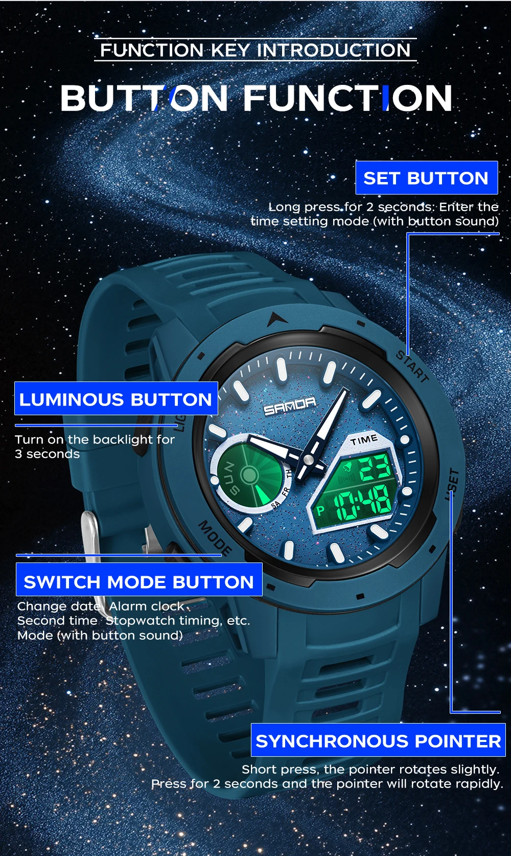 SANDA นาฬิกาสปอร์ตกลางแจ้งสำหร - Rubber Strap Diver บทวิจารณ์และราคา